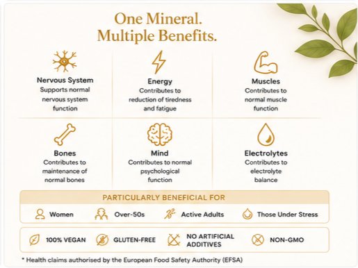 One capsule every day — 150mg elemental magnesium with B6